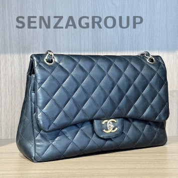 Chanel CF Jumbo Black Caviar Leather Shoulder Crossbody Bag Women