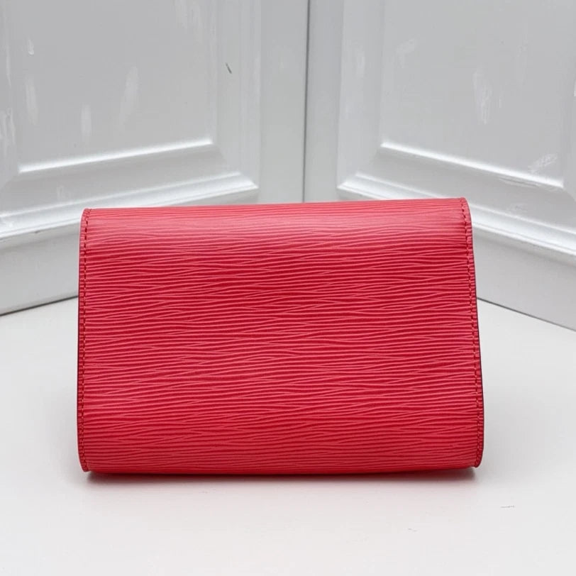 Louis Vuitton Pivoine Epi Woc Calfskin Shoulder Bag Red Silver Hardware