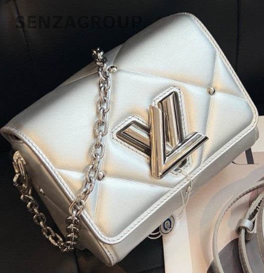 Louis Vuitton Twist Chain Shoulder Bag Crossbody Silver Women Classic
