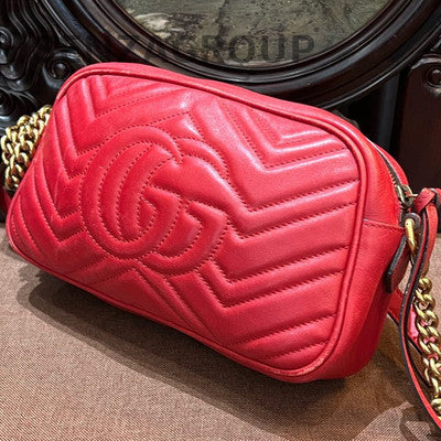 Gucci Marmont Medium Camera Bag Red Gold Classic Women's Shoulder Crossbody