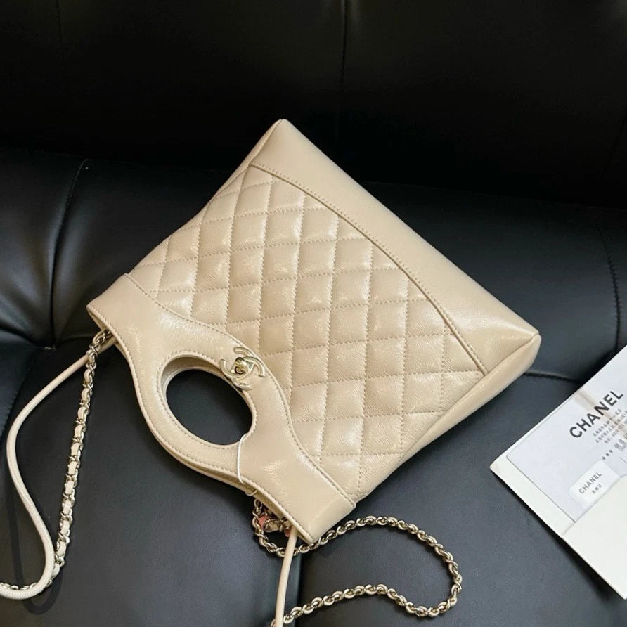 Chanel 31Bag Mini Chain Handbag Crossbody Beige Gold Women Diamond Classic