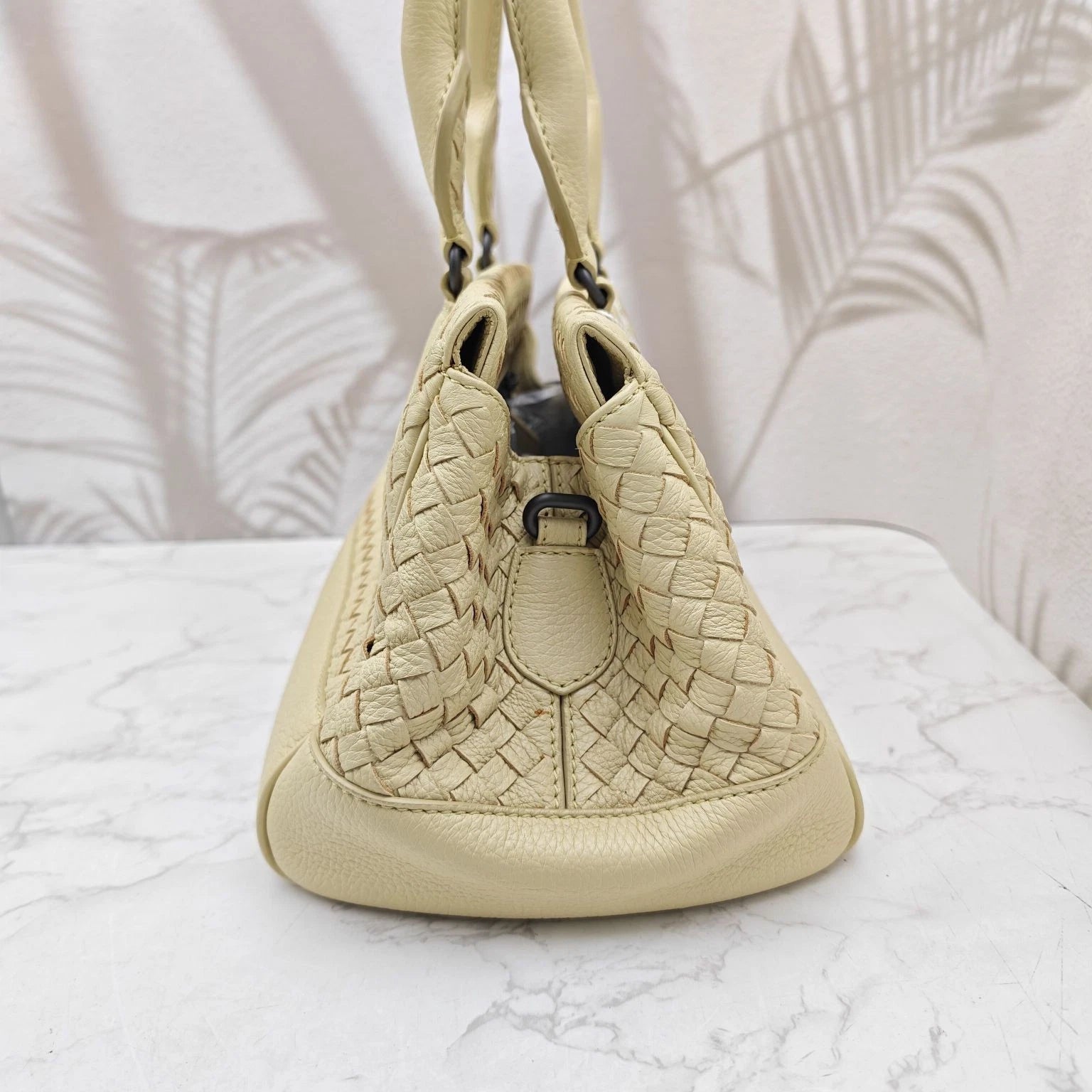 Bottega Veneta Yellow Woven Leather Tote Handbag Shoulder Crossbody Women