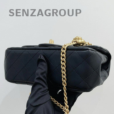 Chanel Black Gold Lambskin CF Mini Flap Bag Chain Shoulder Crossbody