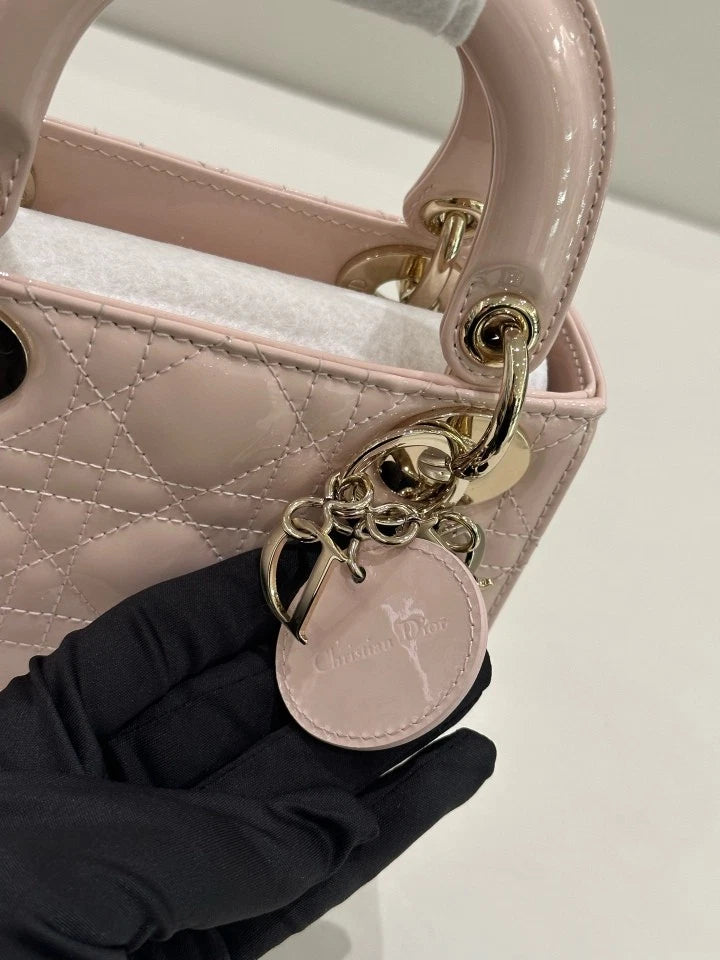 Dior Lady Dior Leather Pink Top Handle Excellent