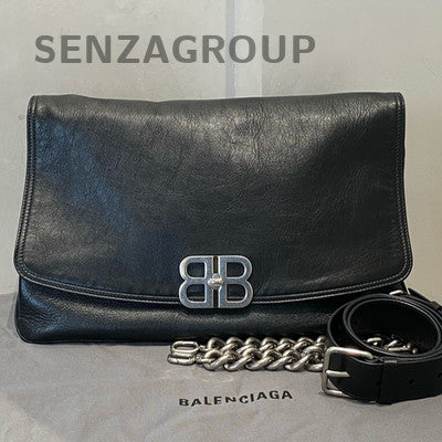 Balenciaga 23S BB SOFT Large Shoulder Crossbody Bag Black Silver Hardware