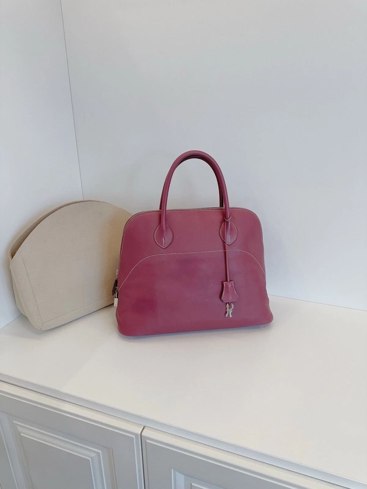 Hermès Bolide Relax 35 Bowling Handbag Daily Tote Rosewood Pink