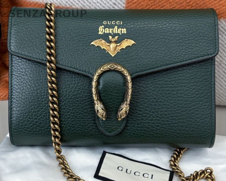 Gucci Garden WOC Chain Shoulder Bag Crossbody Green Gold Used Women Classic