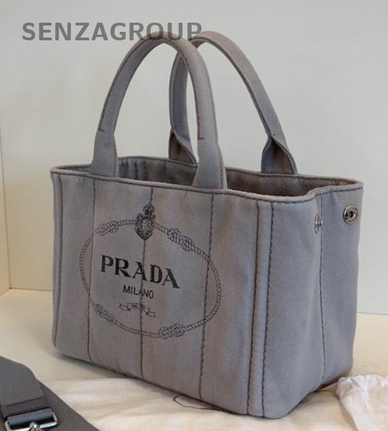 Prada Beach 2Way Gray Silver Handbag Shoulder Bag Used Women Classic