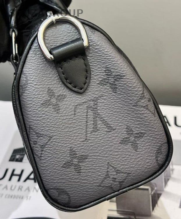 Louis Vuitton  Keepall XS Monogram Top Handle Shoulder Bag Black Silver Women