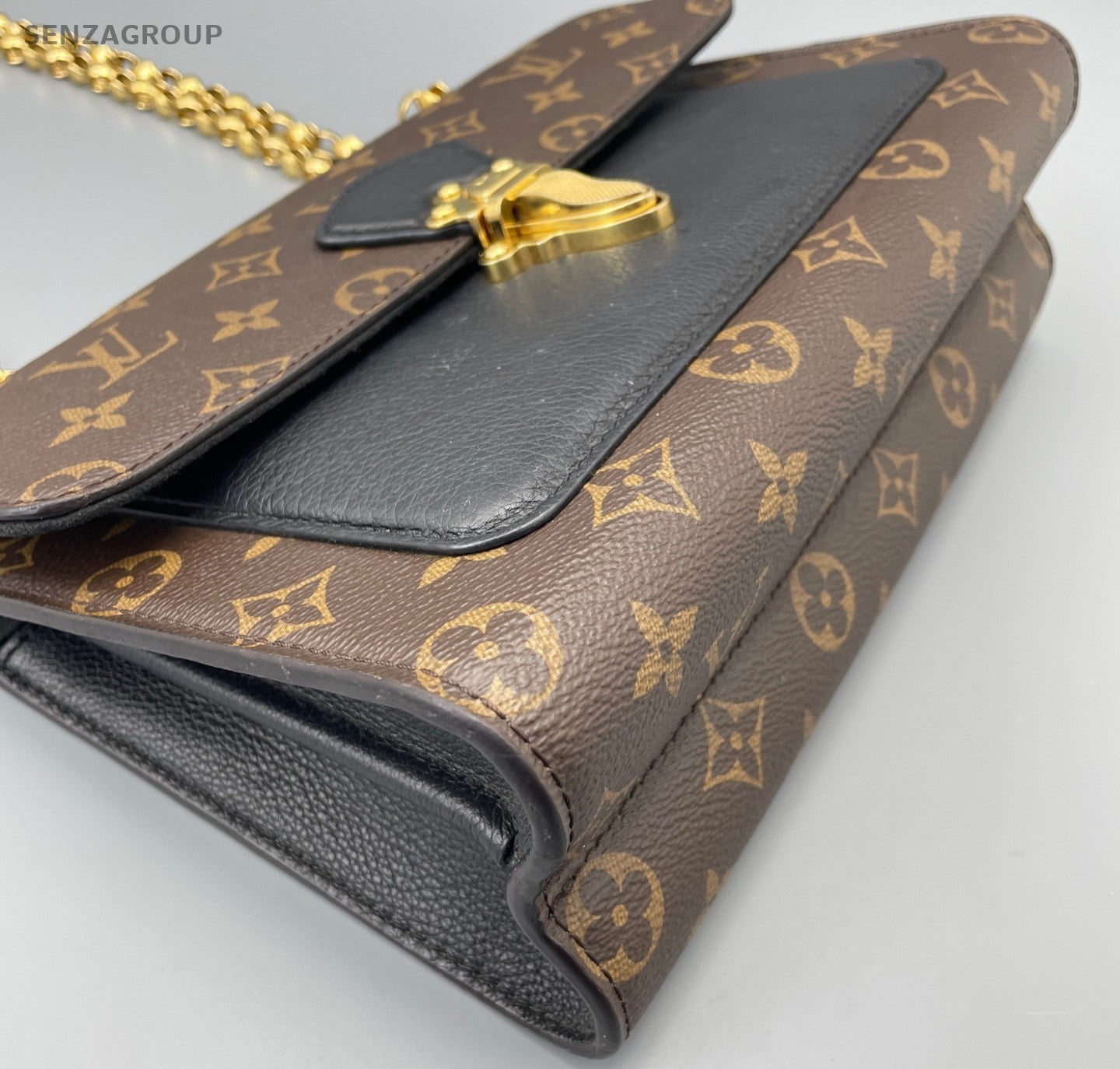 Louis Vuitton Victoire Monogram Chain Shoulder Bag Crossboy Brown Gold Women