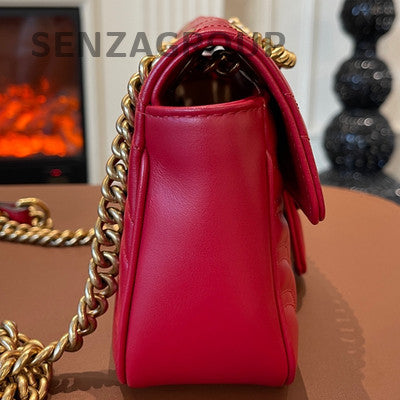 Gucci Marmont GG Red Gold Chain Shoulder Crossbody Bag Classic Fashion