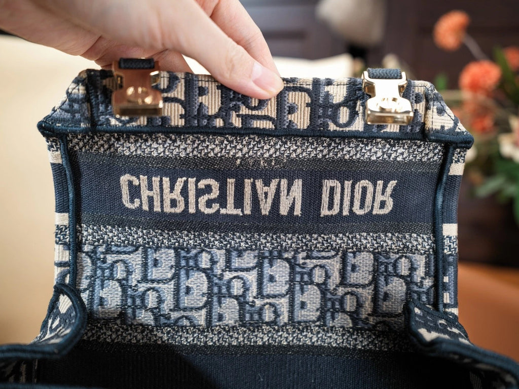 Christian Dior Camp PM Oblique Canvas Blue Shoulder Bag Crossbody SHW