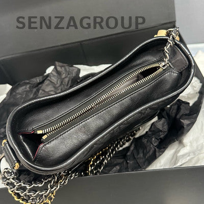 Chanel Small Gabrielle Hobo Bag Black Gold Chain Quilted Classic