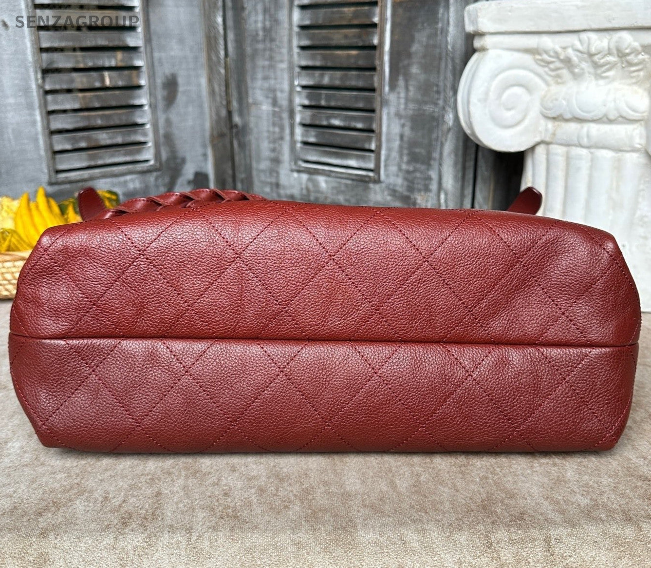 Chanel Diamond Hobo Calfskin Shoulder Bag Red Silver Used Women Classic