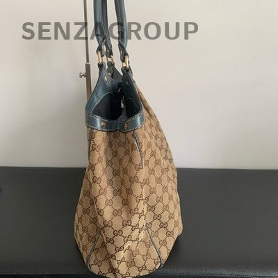 Gucci GG Canvas Blue Tote Shoulder Bag Women's Classic