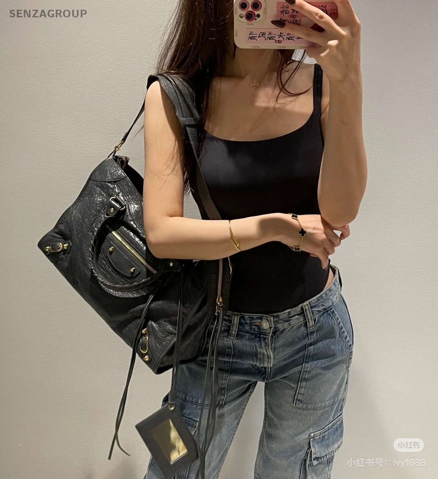 Balenciaga Locomotive bag MM Top Handle 2way Shoulder bag Women Gray