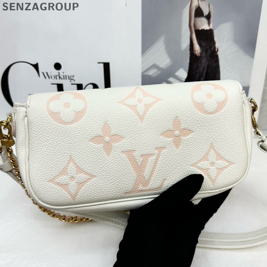 Louis Vuitton Ivy Monogram Chain Shoulder Bag White Pink