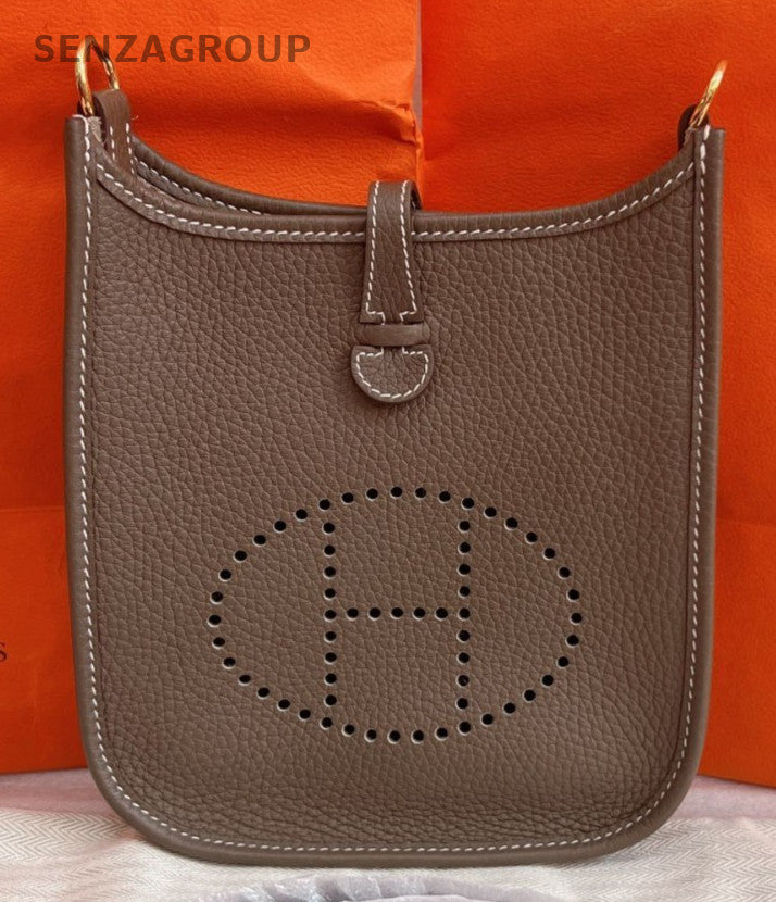 HERMES Evelyne16 Mini Shoulder Bag Crossbody Gray Gold Used Women Classic