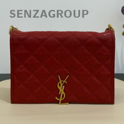 YSL Saint Laurent Becky Red Quilted Chain Crossbody Bag Classic Women