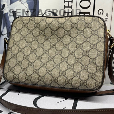 Gucci 1955 Small Camera Bag GG Monogram Brown Gold Buckle Women's Fashion