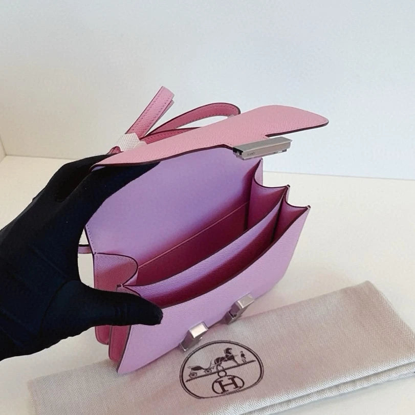 Hermes Constance19 Shoulder Crossbody Purple Silver Women Classic Fashion