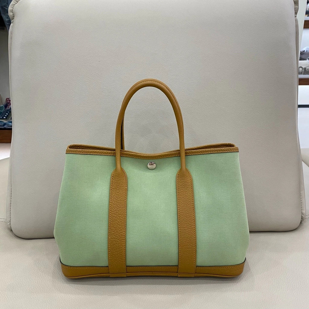 Hermes Garden Party30 Canvas Colorblock Tote Handbag For Women
