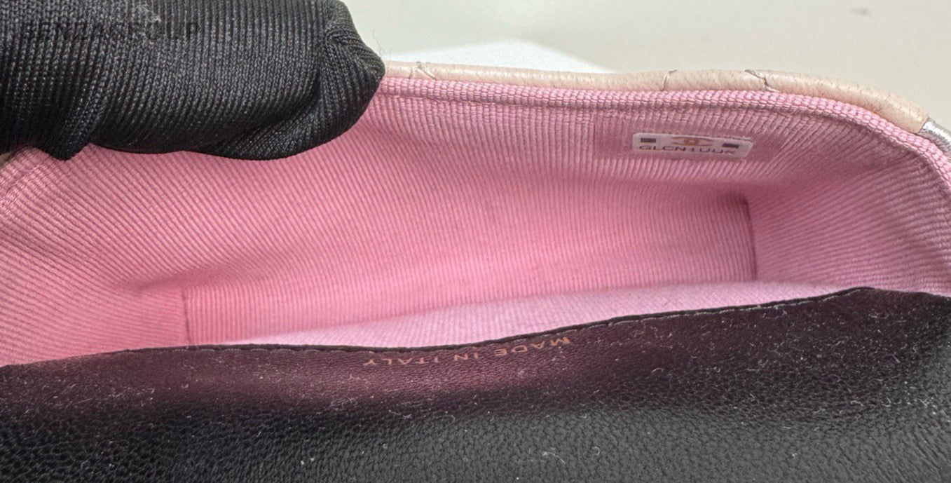 Chanel 23P Lambskin Chain Shoulder Bag Crossbody Pink Black Used Women Classic