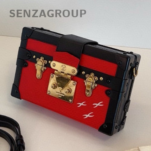 Louis Vuitton Petite Malle PM Epi Shoulder Bag Crossbody Red Black Gold Women