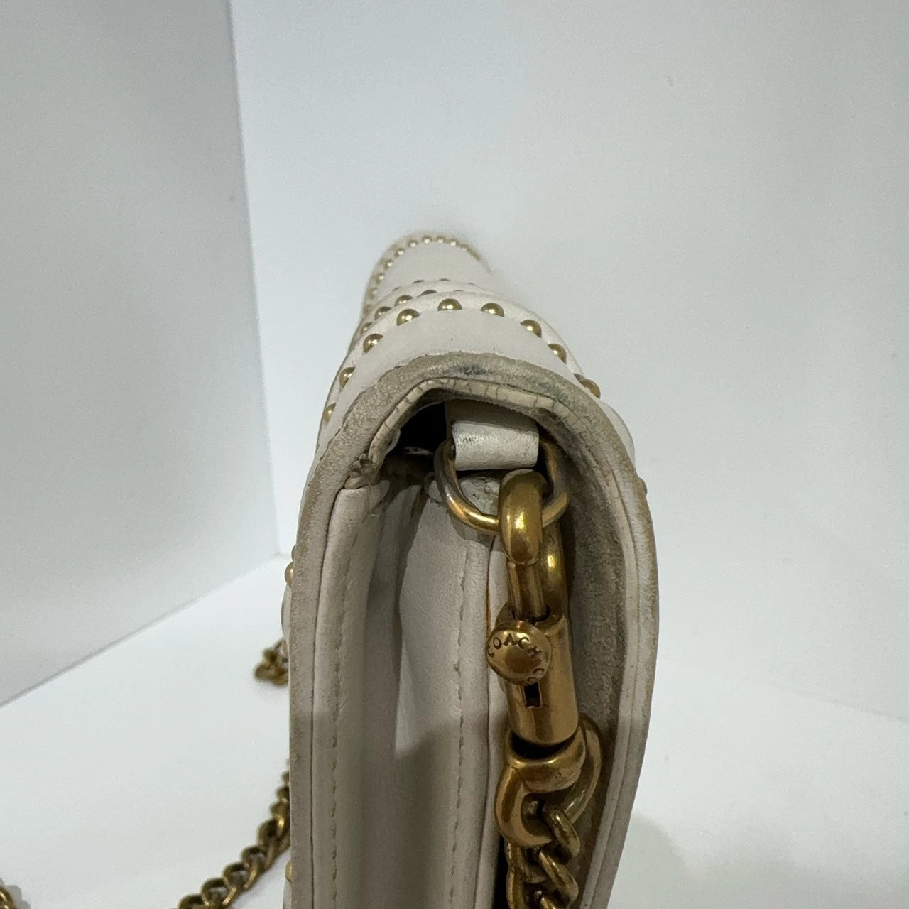 Dior White Rivet Shield Chain Shoulder Crossbody Bag For Women