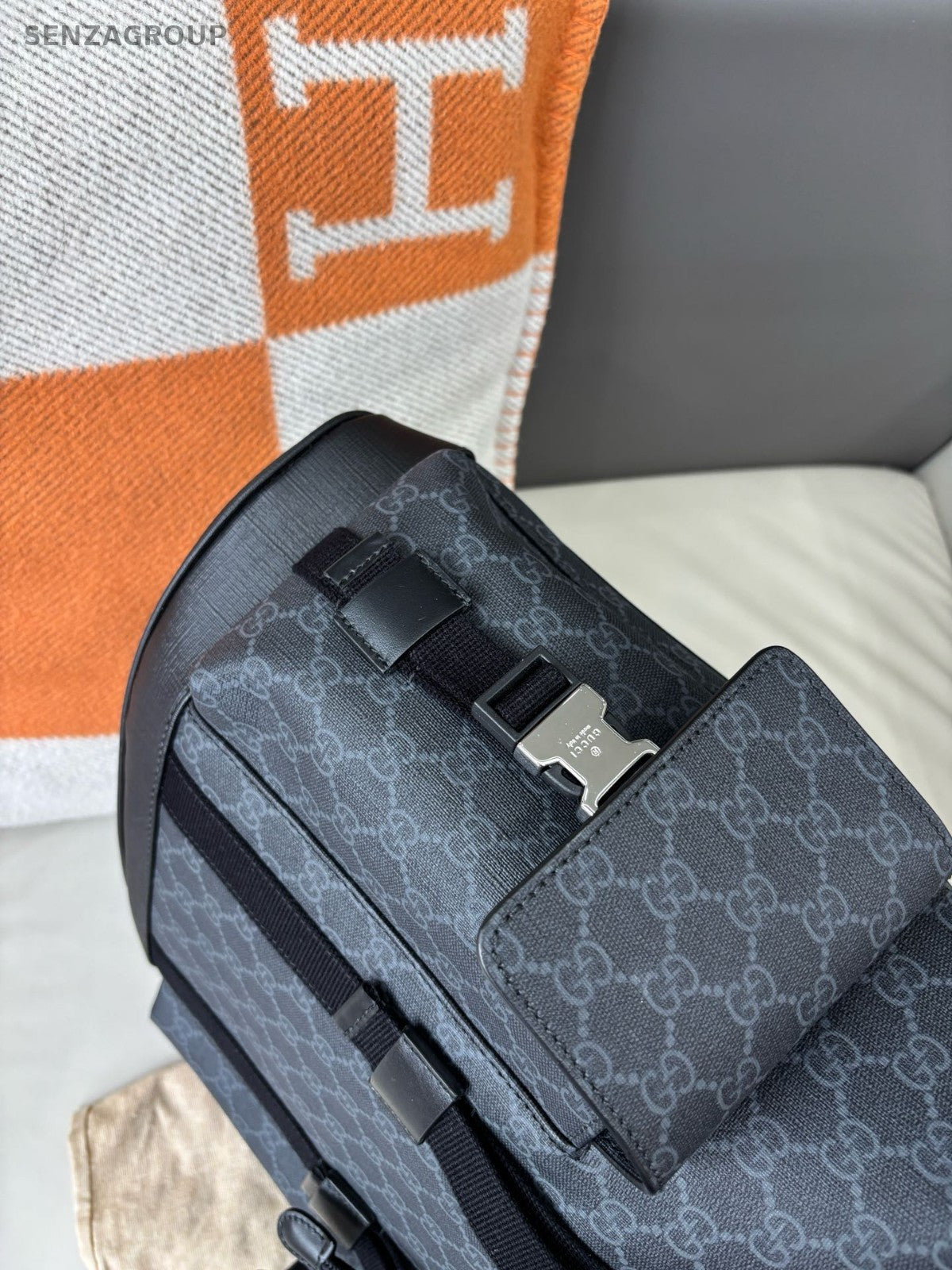 GUCCI Backpack Black Monogram Top Handle Shoulder bag