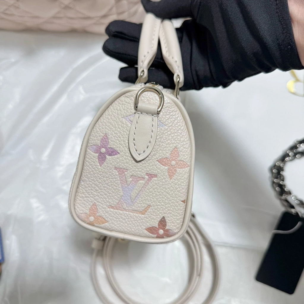 Louis Vuitton Canvas Speedy Nano Gradient Purple Handbag Excellent