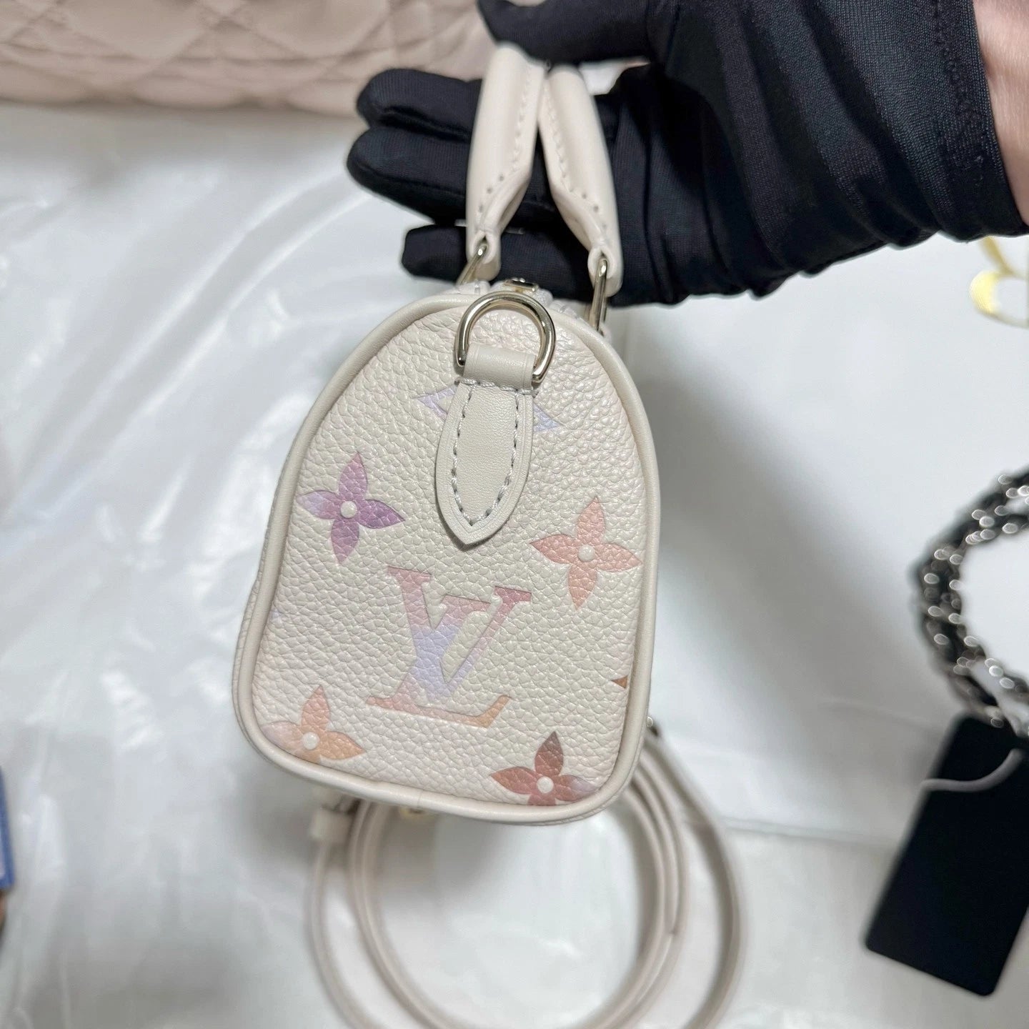 Louis Vuitton Canvas Speedy Nano Gradient Purple Handbag Excellent