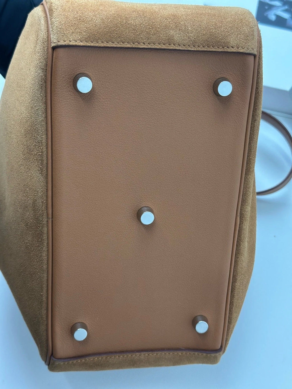 Excellent Condition Hermes Lindy26 Suede Brown Handbag Shoulder Bag Silver