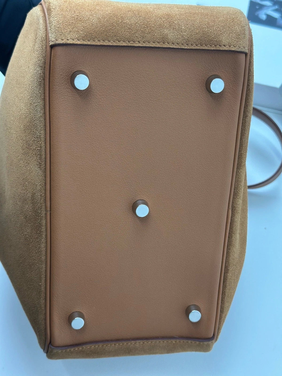 Excellent Condition Hermes Lindy26 Suede Brown Handbag Shoulder Bag Silver
