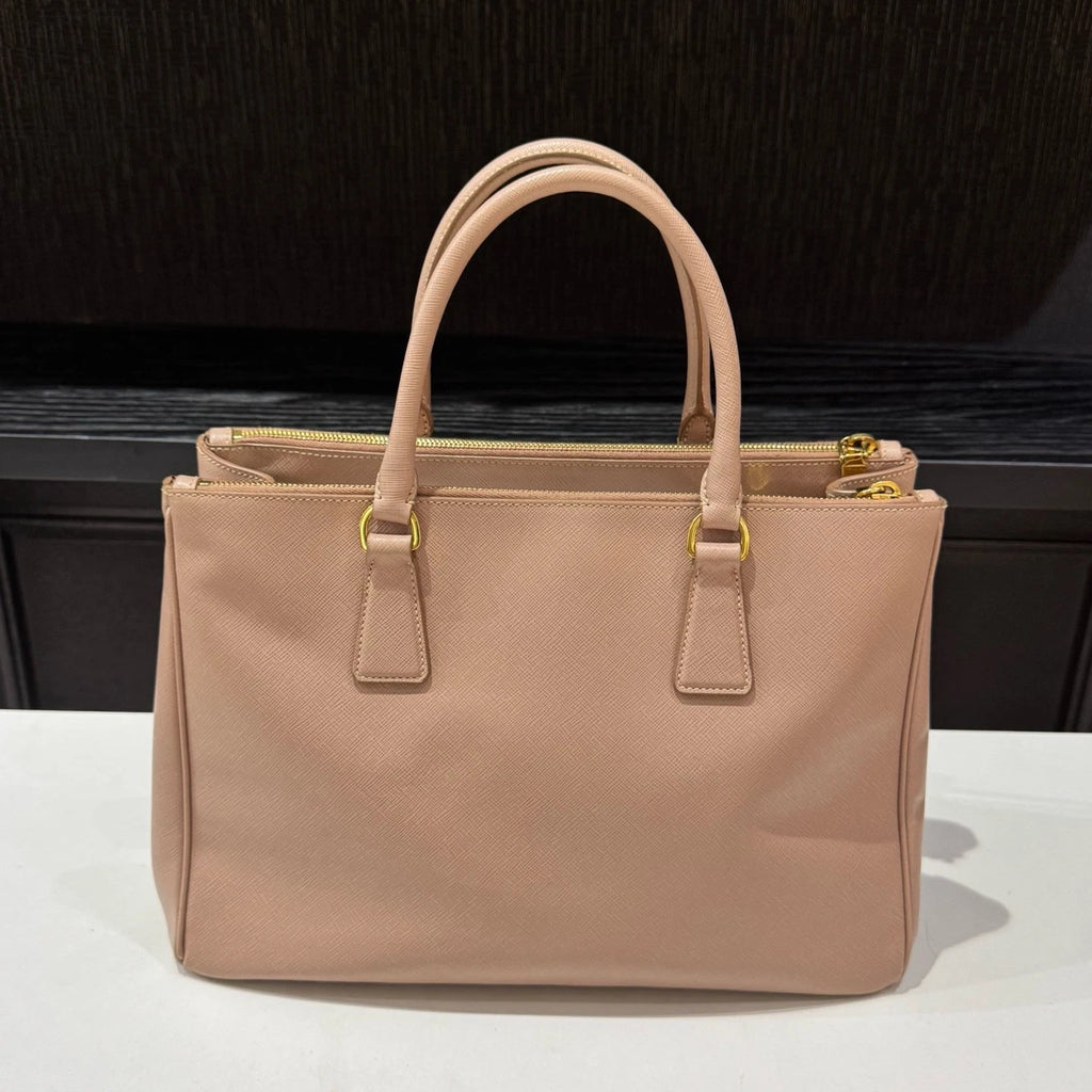 Prada Galleria 2Way Top Handle Bag Crossbody Pink Gold Women Classic