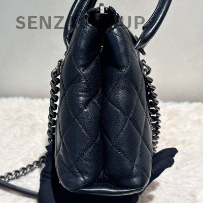 Chanel Classic Flap Bag Black Silver Lambskin Small Quilted Chain Shoulder Bag