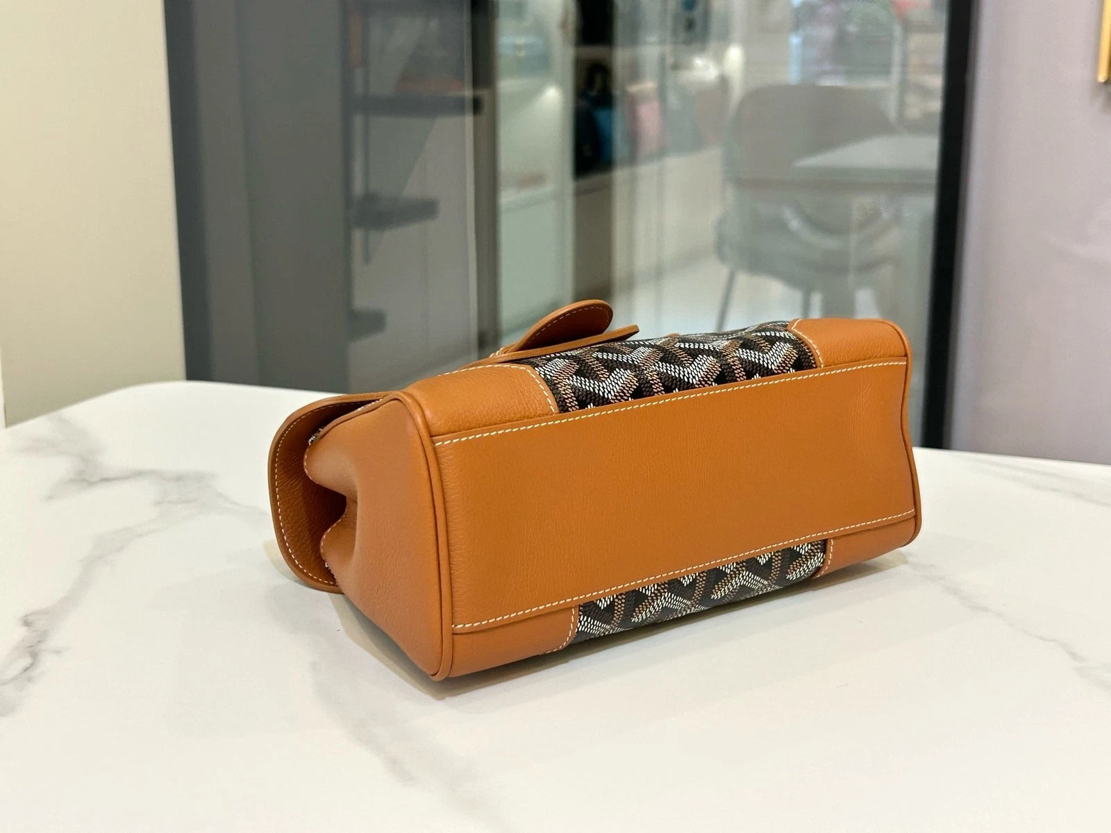 Goyard Caramel Brown Monogram Mini Saigon Handbag Women