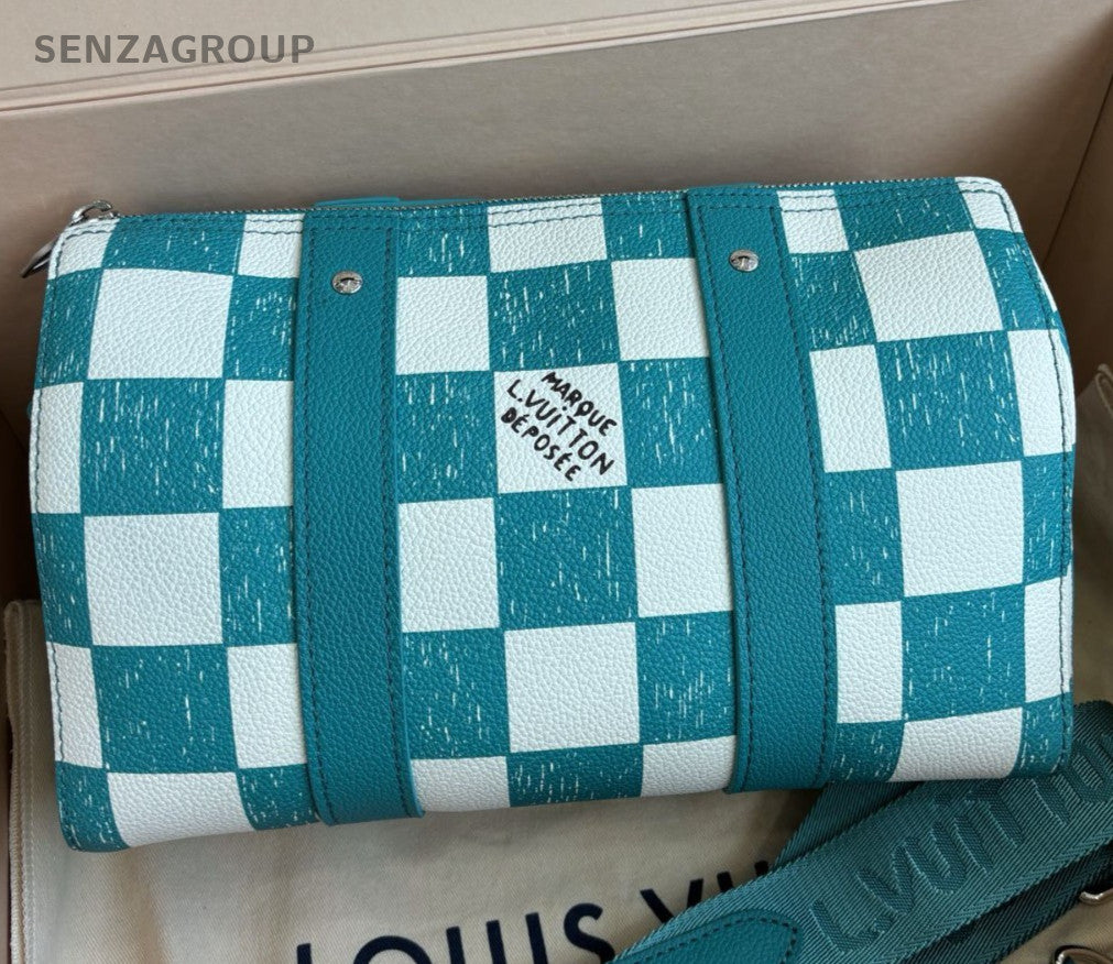 Louis Vuitton City Keepall 2Way Shoulder Bag Crossbody Green White Silver Women