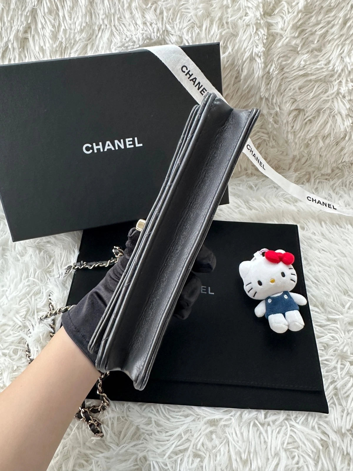 CHANEL Calfskin Trendy CC WOC Gray Crossbody Bag For Women