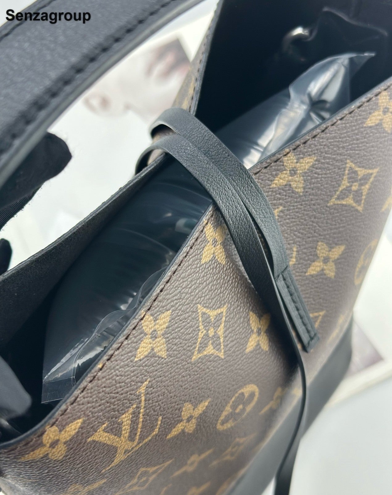 Louis Vuitton Monogram Tassel Bucket Top Handle Bag Brown Silver Women Classic