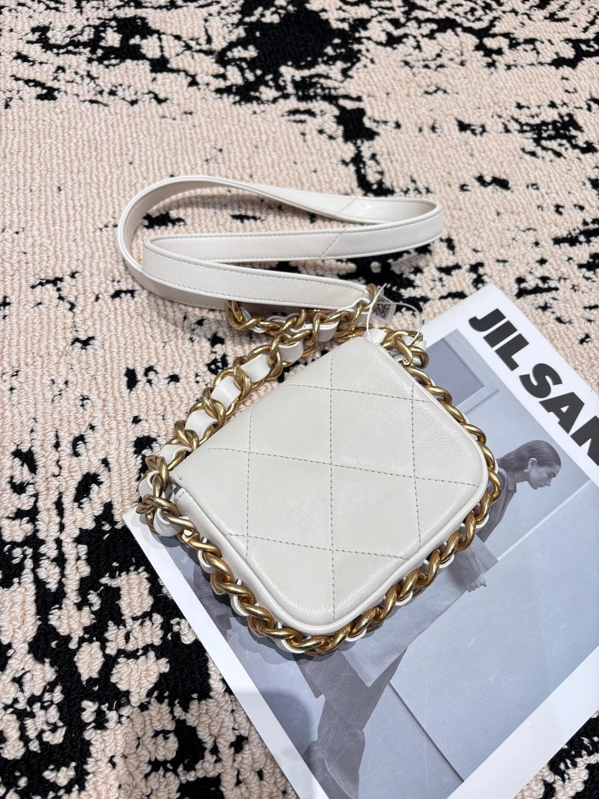 CHANEL White Mini Square Flap Crossbody Bag For Women