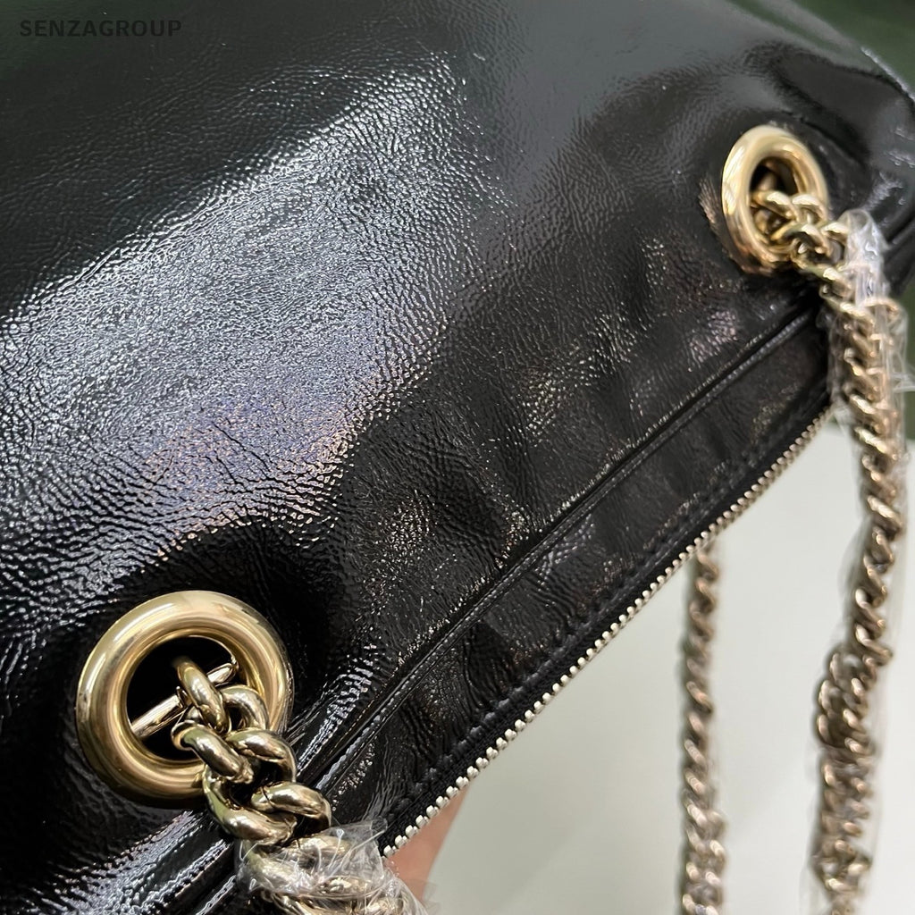 Gucci Tassel Soho Chain Shoulder Bag Black Gold Women Classic Designer
