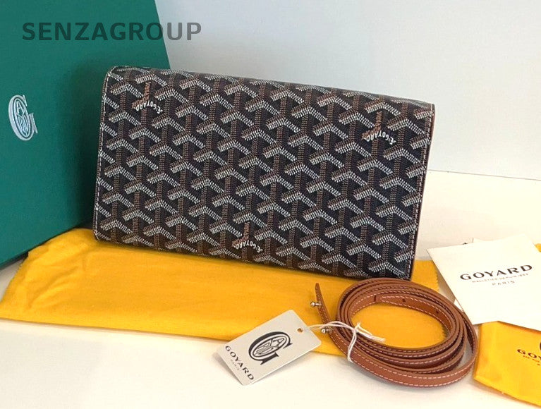 Goyard Monogram Monte Carlo Clutch Crossbody Shoulder Bag Women Brown