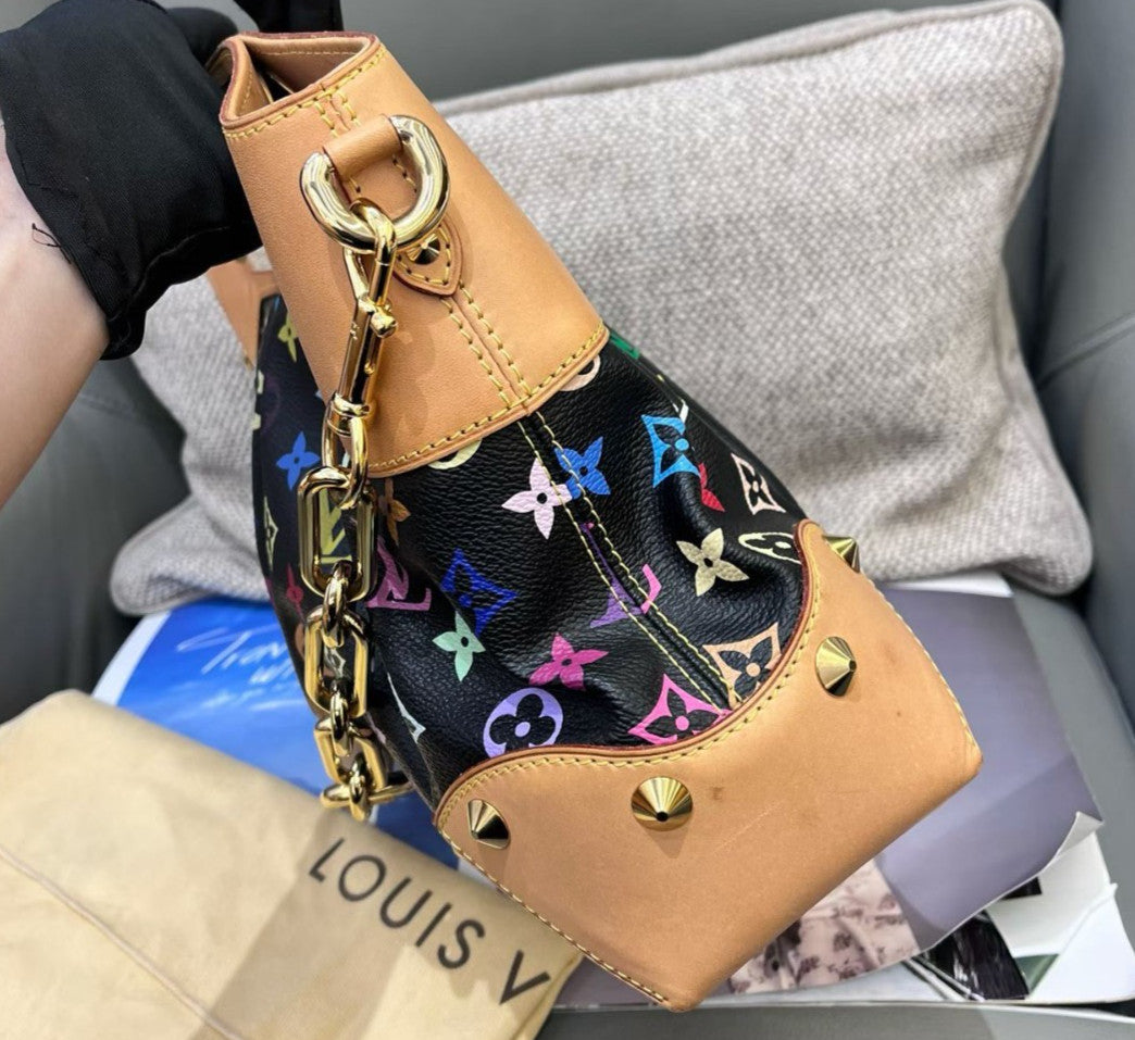 Louis Vuitton Judy MM Monogram Chain Shoulder Bag Black Multicolor Women Classic