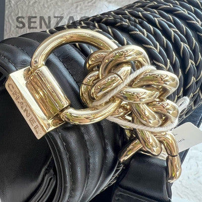 Chanel Le Boy Small Black Gold Chain Shoulder Bag Classic Fashion