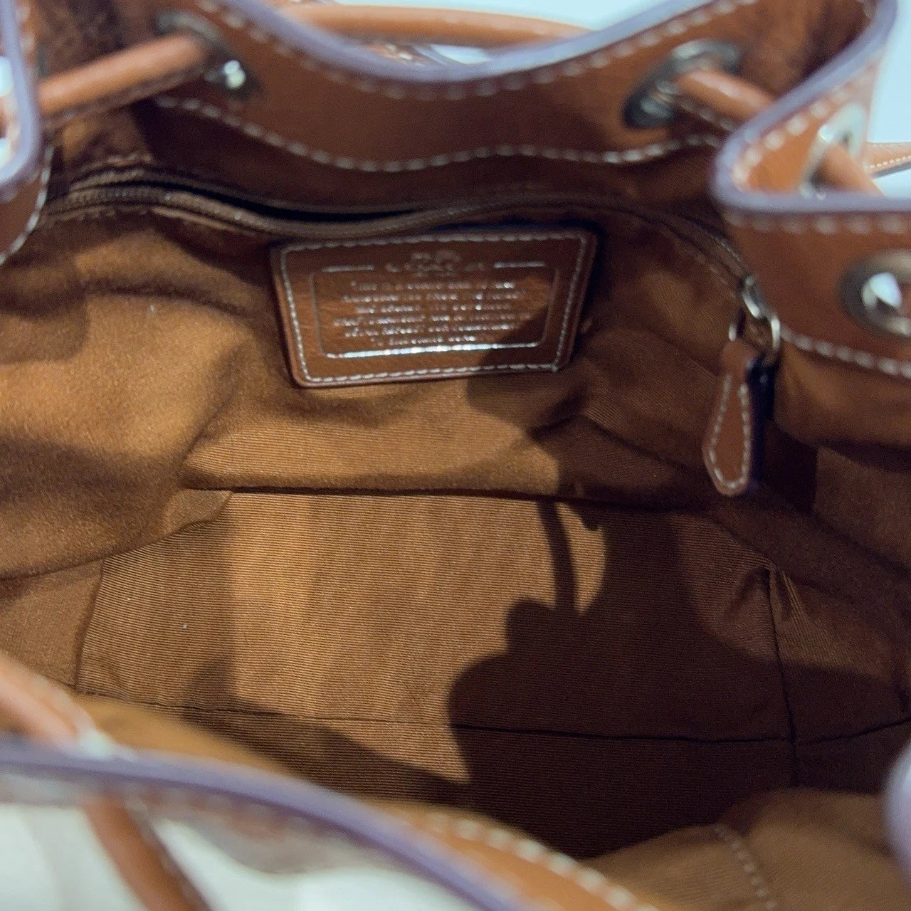 COACH White Leather Drawstring Bucket Shoulder Bag For Women