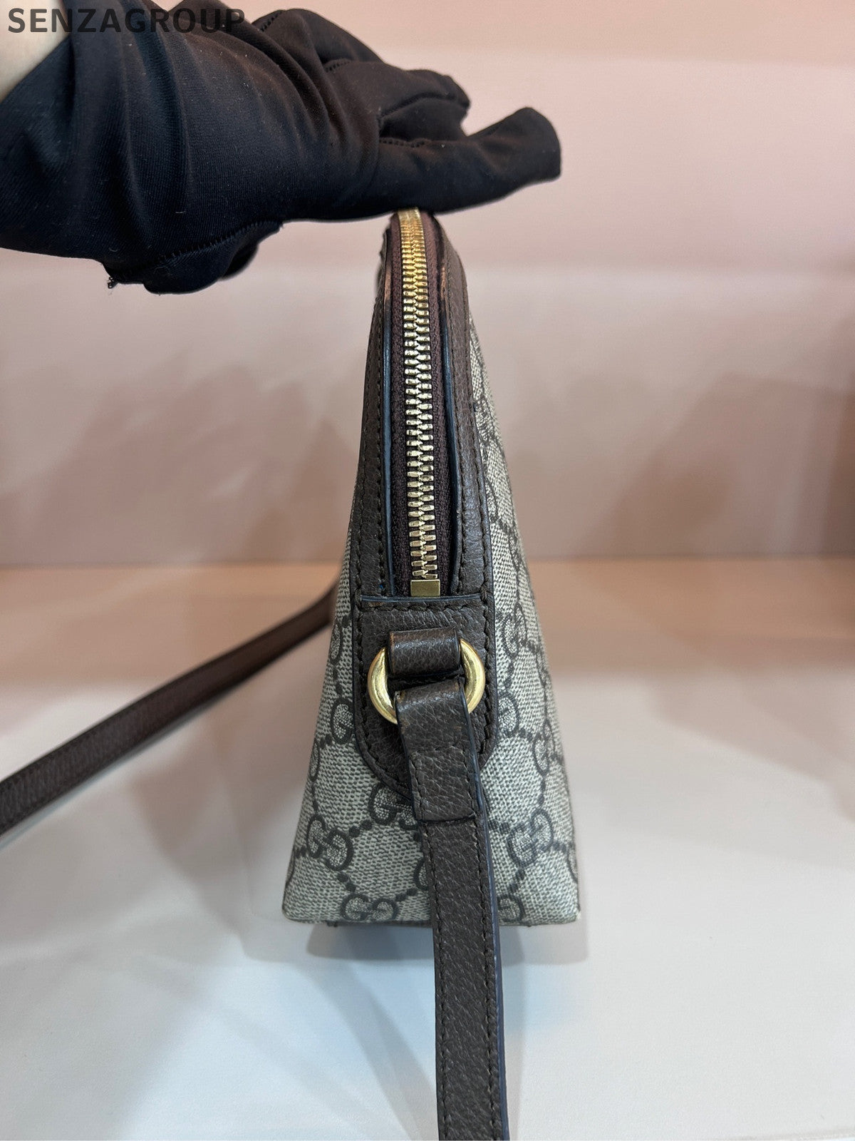 Gucci GG Supreme Shell Shoulder Crossbody Bag Brown Beige Classic Women