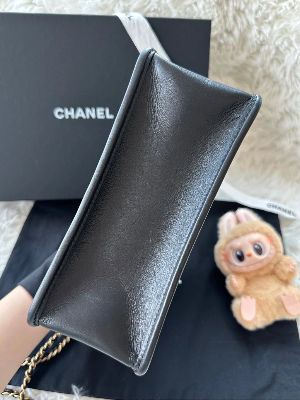 CHANEL Small Black Calfskin Gold Hardware Briefcase Crossbody For Women