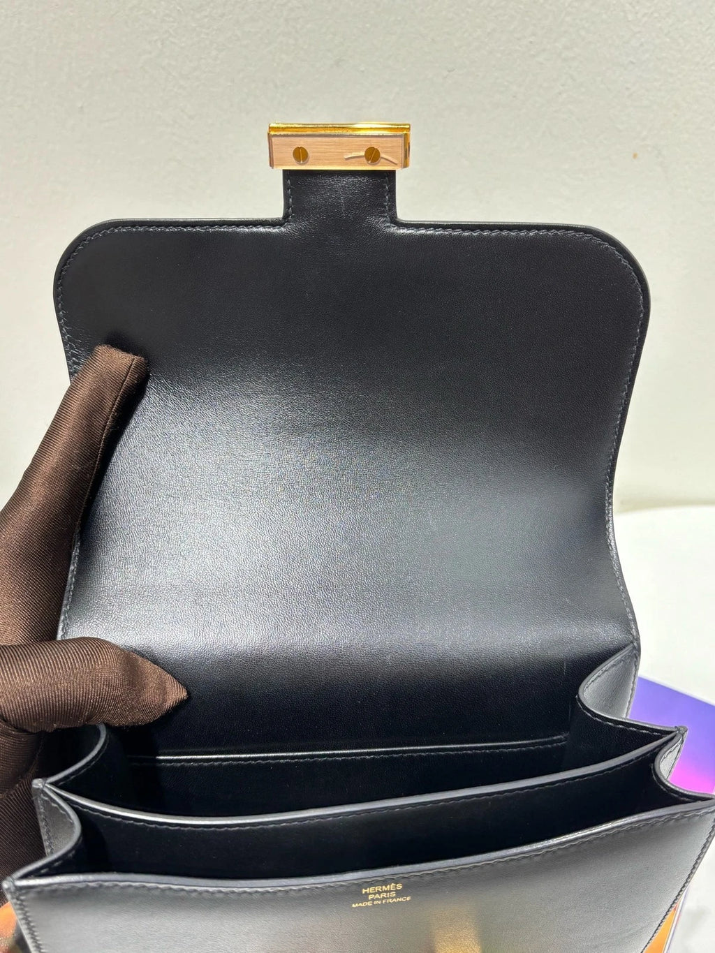 Hermes Constance 19 Black Gold Monsieur Leather Women's Shoulder Bag