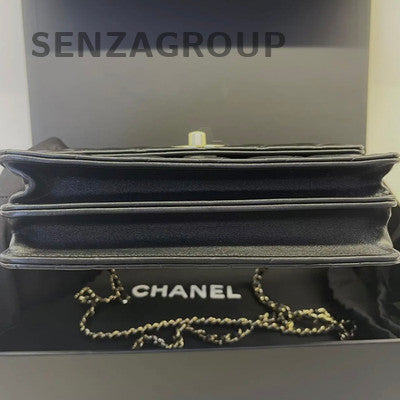 Chanel Trendy CC WOC Black Gold Lambskin Shoulder Bag Women Classic